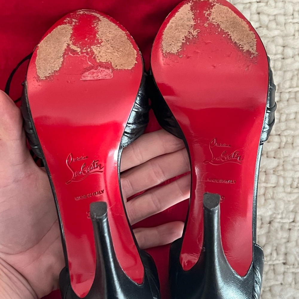 Christian Louboutin Black D'Orsay Peep Toe Heels - Picture 4 of 9